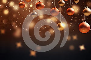 Christmas Baubles And Blurred Shiny Lights banner with text space