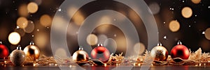 Christmas Baubles And Blurred Shiny Lights banner with text space