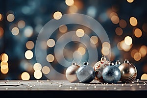 Christmas Baubles And Blurred Shiny Lights banner with text space