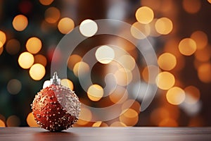 Christmas Baubles And Blurred Shiny Lights banner with text space