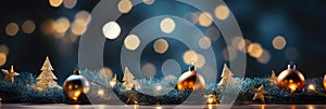 Christmas Baubles And Blurred Shiny Lights banner with text space