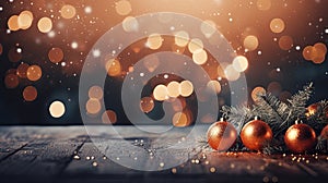 Christmas Baubles And Blurred Shiny Lights banner with text space