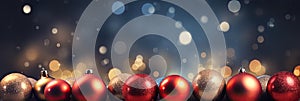 Christmas Baubles And Blurred Shiny Lights banner with text space