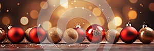 Christmas Baubles And Blurred Shiny Lights banner with text space