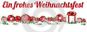 Christmas Baubles Headline Snow Banner Gift Frohes Weihanchtsfest