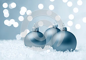 Christmas baubles on ice