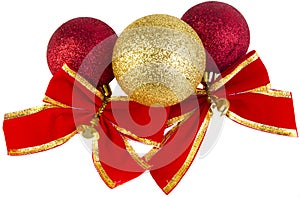 Christmas baubles with red bows