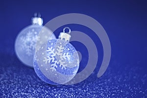 Christmas Baubles on Snow