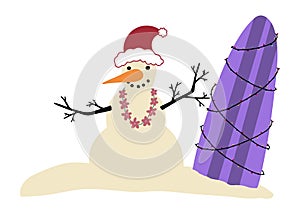 Christmas on the beach snowman for gifts and wrapping paper and cards and notebooks and kids