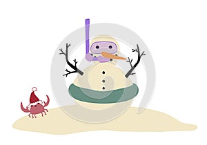 Christmas on the beach snowman for gifts and wrapping paper and cards and notebooks and kids