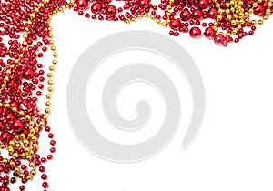 Christmas beads frame with copy space