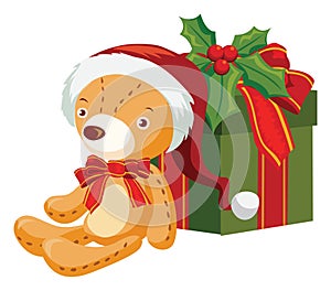 Christmas bear and gift box