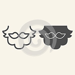 Christmas Beard line and solid icon. Part of Santa Claus face outline style pictogram on white background. New year