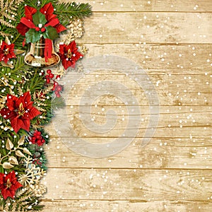 Christmas beautiful garland with poinsettia&bell o