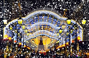 Christmas beautifully decorated streets of the city of  St. Petersburg