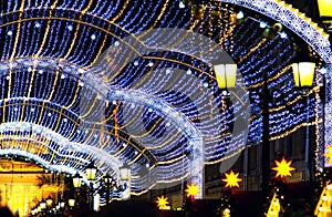 Christmas beautifully decorated streets of the city of  St. Petersburg