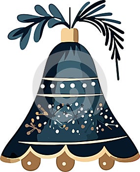 Christmas Bell with Evergreen Leaves