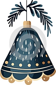 Christmas Bell with Evergreen Leaves