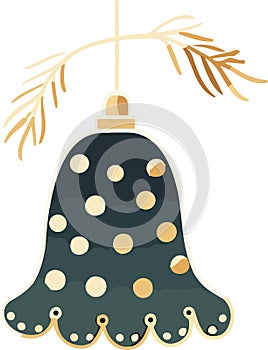Christmas Bell with Evergreen Leaves