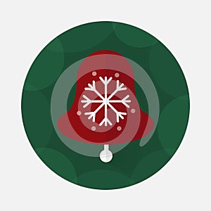 Christmas bell flat icon with long shadow