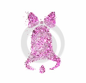 Christmas bell of purple glitter on white background