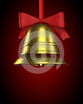 Christmas bell with red ribbon