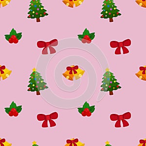 christmas bell ribbon tree pattern