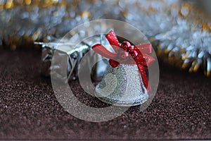 Christmas bell with tinsel