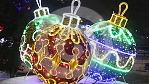 Christmas big balls, decoration of the city at Christmas