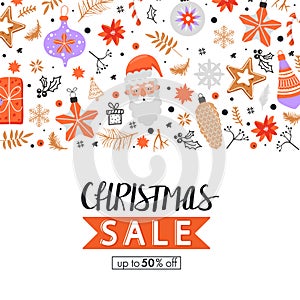 Christmas big sale banner. Design for invitation, banner etc.