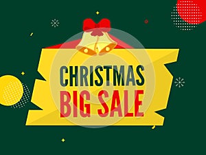 Christmas Big Sale Poster Design with Jingle Bells on Green