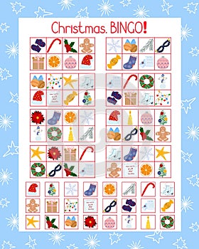 Christmas Bingo printable game topical winter festive vocabulary to practise language knowledge