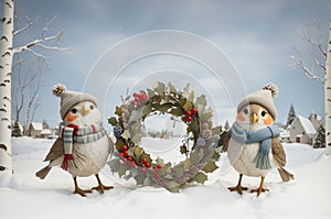 Christmas Birds Wreath