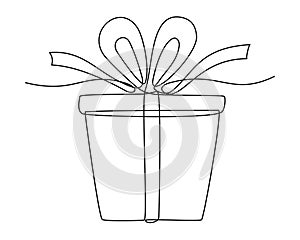 Christmas or birthday gift box with ribbon