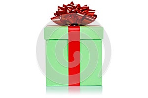 Christmas birthday gift present wedding light green box isolated on white background