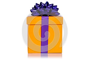 Christmas birthday gift present wedding orange box isolated on white background