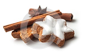 christmas biscuit shaped star with anise flower and c