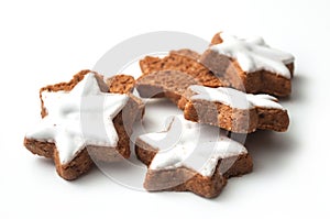 Christmas biscuit in shaped star on white background