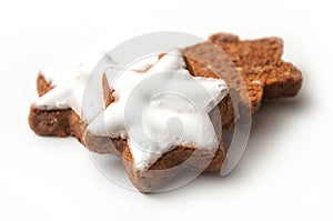 Christmas biscuit in shaped star on white background