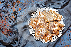 Christmas biscuits in plate