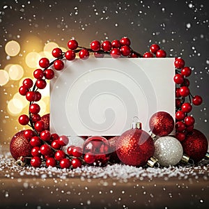Christmas blank sign with Christmas decorations