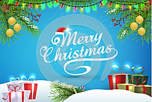 Christmas blue background and elements