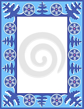 Christmas blue frame with trees