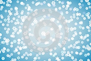 Christmas blue shiny background with snowflakes and lens