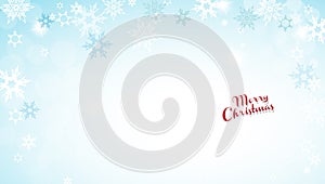 Christmas blue vector background illustration with snowflakes and Merry Christmas text