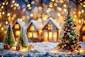 Christmas bokeh. Enhanced blur of lights photo