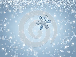Christmas bokeh snow background with snowflakes in winter