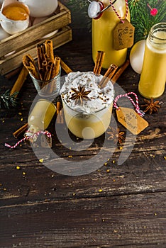 Christmas Bombardino cocktail with egg liqueur photo