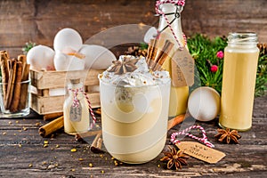 Christmas Bombardino cocktail with egg liqueur photo