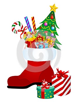 Christmas boot with gifts